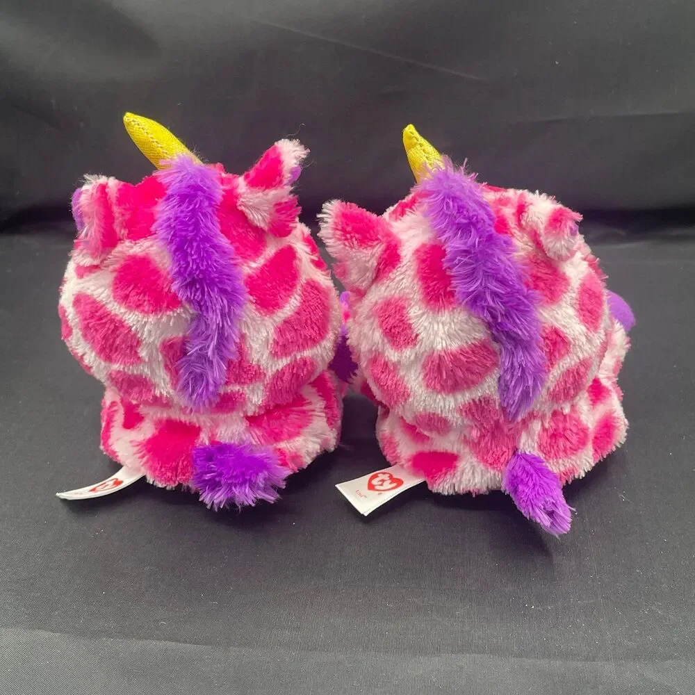 2 Ty Beanie Boos Peek-A-Boos Uni the Pink Unicorn Phone Holders Plush Twins